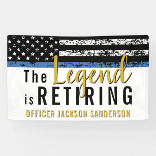 Police Retirement Thin Blue Line American Banner