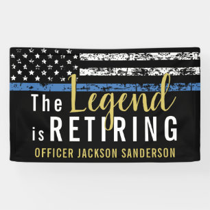 Police Retirement Thin Blue Line American Flag Banner