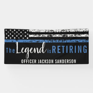 Police Retirement Thin Blue Line American Flag Banner