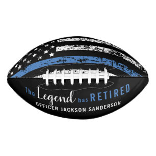 Police Retirement Thin Blue Line American Flag Football