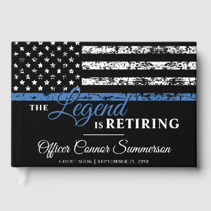 Police Retirement Thin Blue Line American Flag Guest Book
