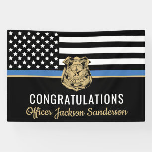 Police Retirement Thin Blue Line Congratulations Banner