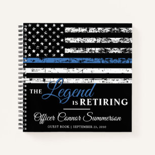 Police Retirement Thin Blue Line Flag Guest Notebook