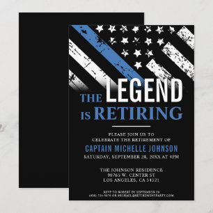 Police Retirement Thin Blue Line Flag Party Invitation