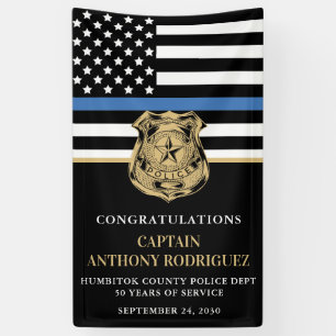 Police Retirement Thin Blue Line Law Enforcement Banner