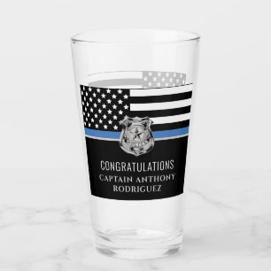 Police Retirement Thin Blue Line Law Enforcement Glass