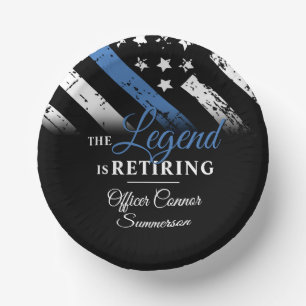 Police Retirement Thin Blue Line Law Enforcement Paper Plate