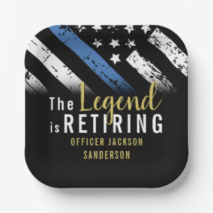Police Retirement Thin Blue Line Law Enforcement Paper Plate