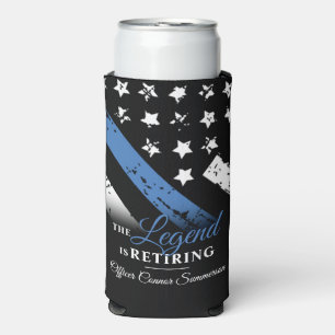 Police Retirement Thin Blue Line Law Enforcement Seltzer Can Cooler