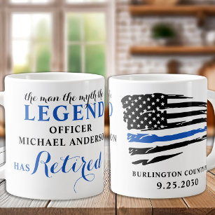 Police Retirement Thin Blue Line Personalized  Large Coffee Mug