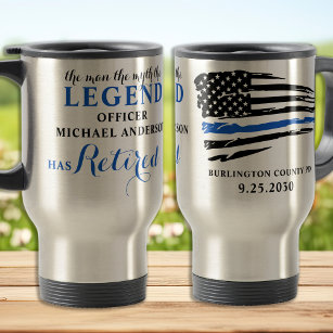 Police Retirement Thin Blue Line Personalized  Travel Mug