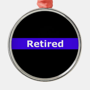 Police Retirted Thin Blue Line Metal Ornament