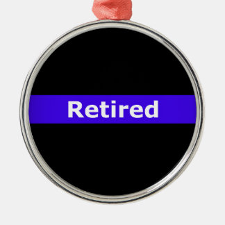 Police Retirted Thin Blue Line Metal Ornament
