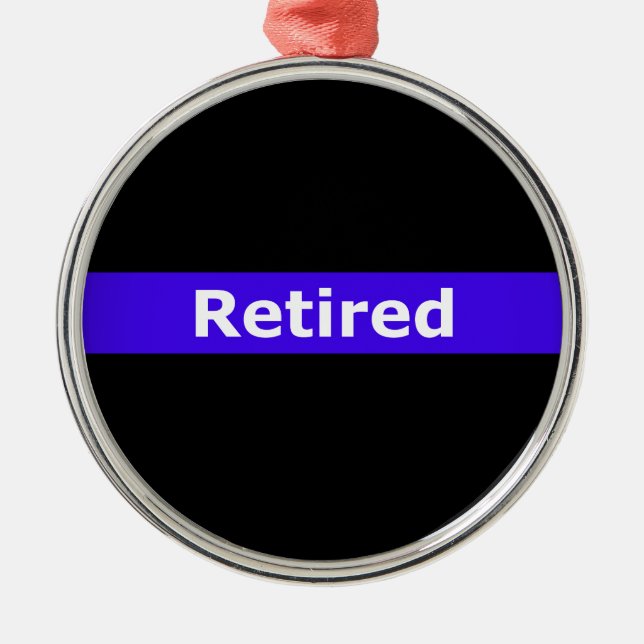Police Retirted Thin Blue Line Metal Ornament (Front)