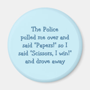 Police Rock Paper Scissors Funny Fridge Magnet