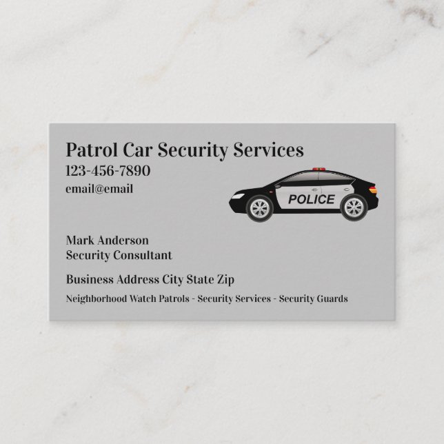 Police Security Patrol Car Services Business Card (Front)