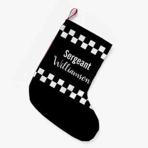 Police Sergeant Black and White Chequerboard Small Christmas Stocking