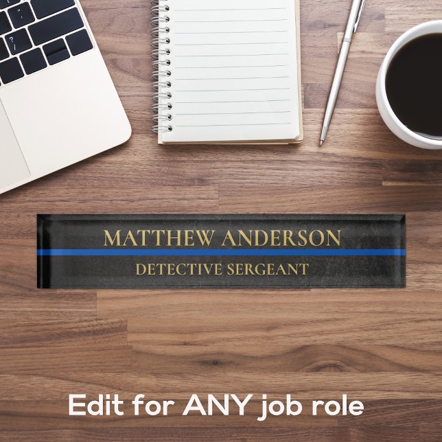 Police Sergeant Desk Nameplate Thin Blue Line (Creator Uploaded)