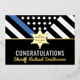 Police Sheriff Retirement Blue Line Congrats Card