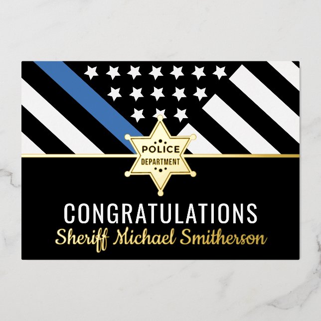 Police Sheriff Retirement Blue Line Congrats Card (Front)