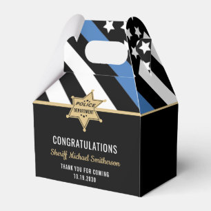 Police Sheriff Retirement Thin Blue Line Flag Favor Box