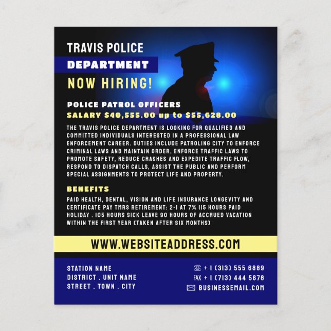 Police Silhouette, Police Officer Recruitment Flyer (Front)