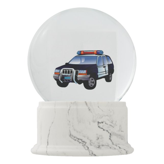 police squad car protect serve city state snow globe (Front)