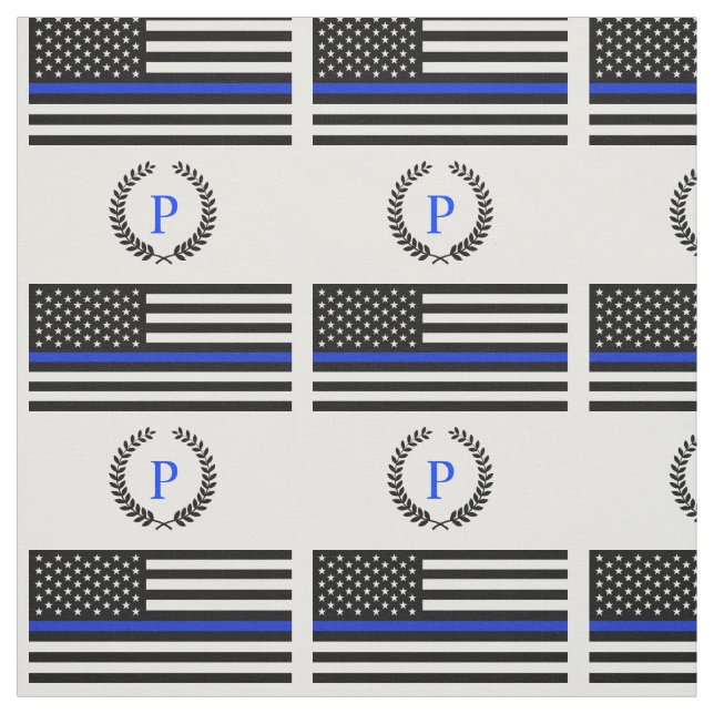 Police Style American Flag Custom Monogram Fabric (Swatch)