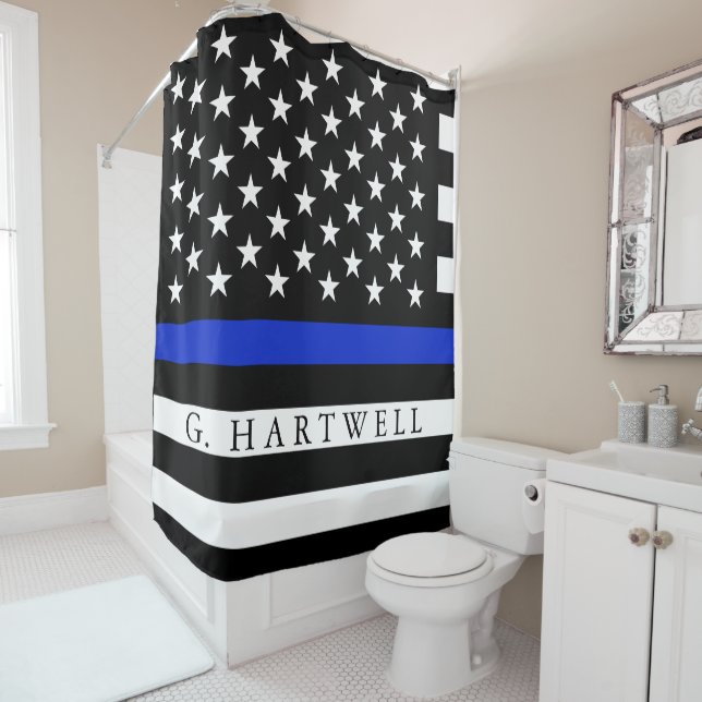 Police Styled American Flag Custom Name (In Situ)