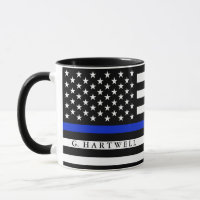 Police Styled American Flag Custom Name