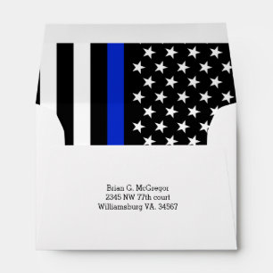 Police Styled American Flag Custom Return Address Envelope
