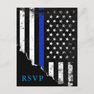 Police Styled American Flag RSVP Reply Card