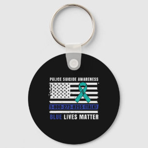 Police Suicide Awareness Blue Lives Law Enforcemen Keychain