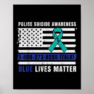 Police Suicide Awareness Blue Lives Law Enforcemen Poster