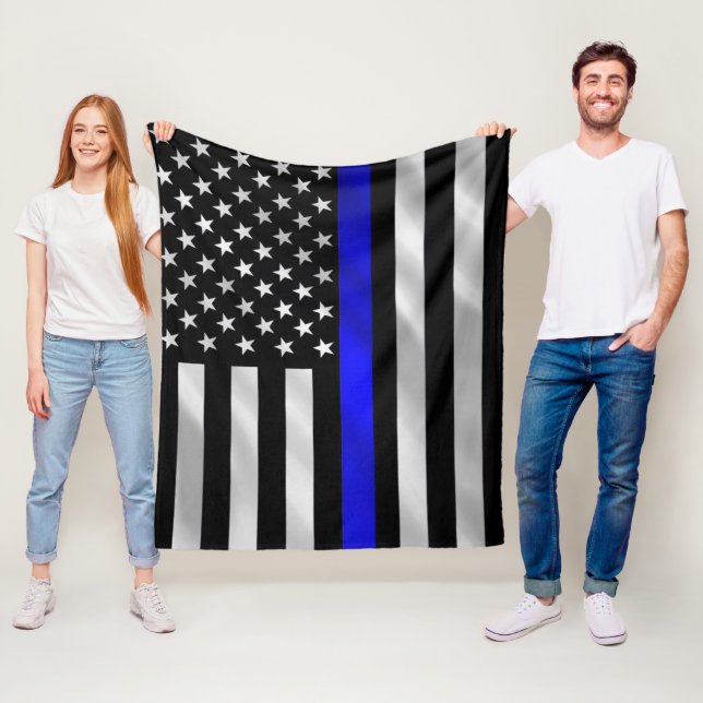 Police Support USA Flag Fleece Blanket (In Situ)