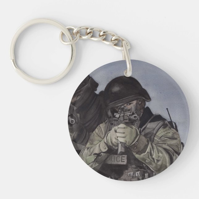 Police SWAT Team Keychain Custom Text Acrylic (Front)