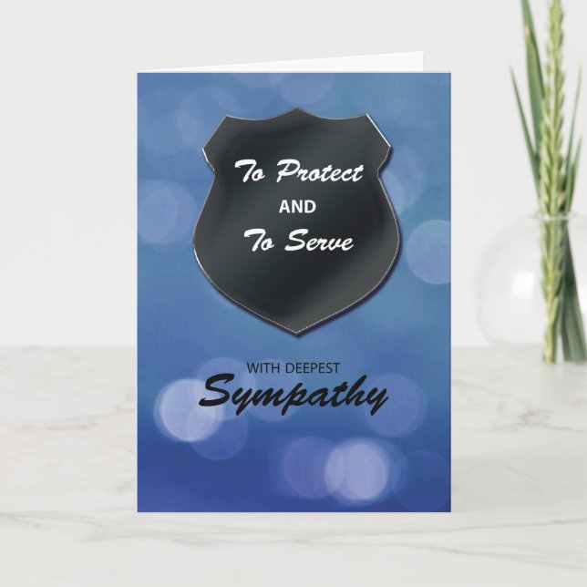 Police Sympathy Emblem on Blue Bokeh Card (Front)