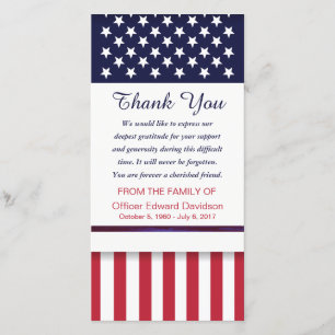 Police Sympathy Thank You Flag Thin Blue Line Card