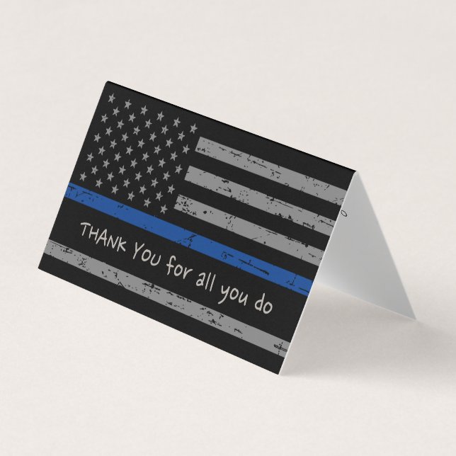 Police Thank You Law Enforcement Thin Blue Line Business Card (Front)