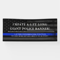 Police Themed American Flag Dark Backdrop 6ft