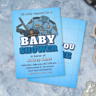 Police Themed Baby Shower  Invitation