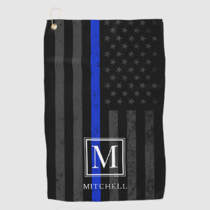 Police Themed Patriotic Flag Monogram Golf Towel