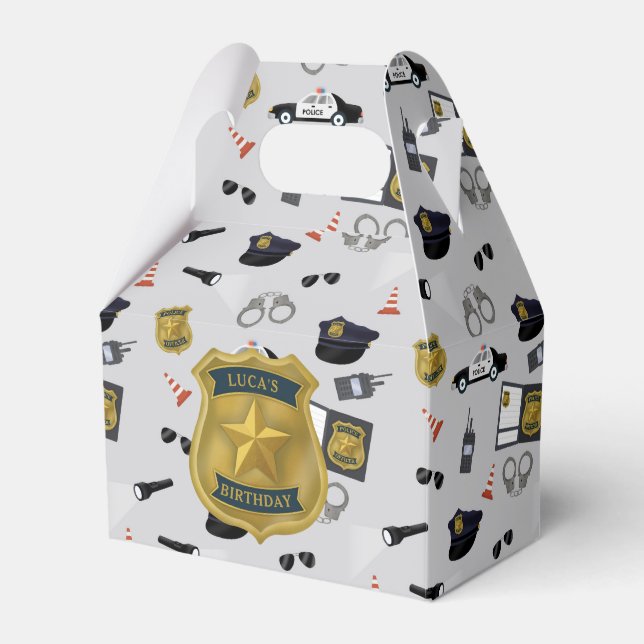 Police Themed Policeman Cop Birthday Favor Box (Front Side)