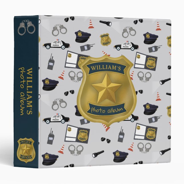 Police Themed Policeman Cop Pattern Binder (Front/Spine)