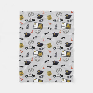 Police Themed Policeman Cop Pattern Fleece Blanket