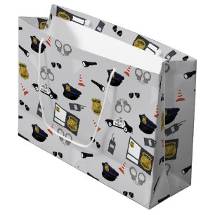 Police Themed Policeman Cop Pattern Large Gift Bag