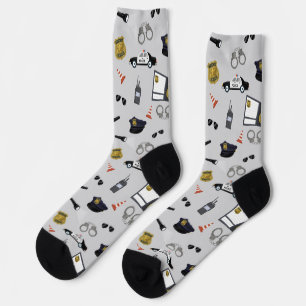 Police Themed Policeman Cop Pattern Socks