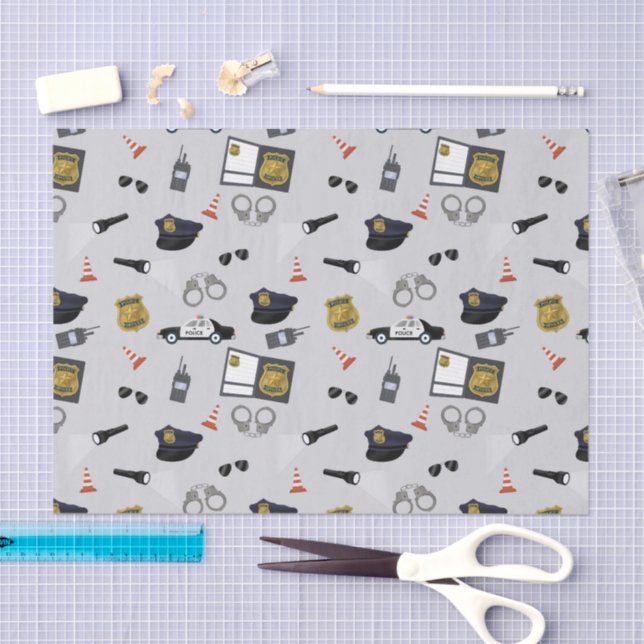 Police Themed Policeman Cop Pattern Tissue Paper (Craft)