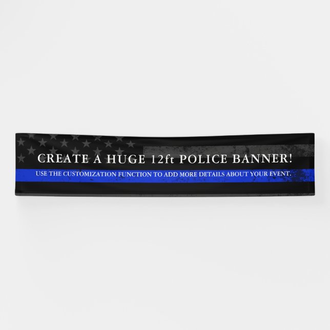 Police Themed USA Flag Extra Long Banner (Horizontal)