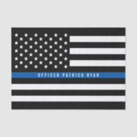 Police Thin Blue Line American Flag Add Name 10x15